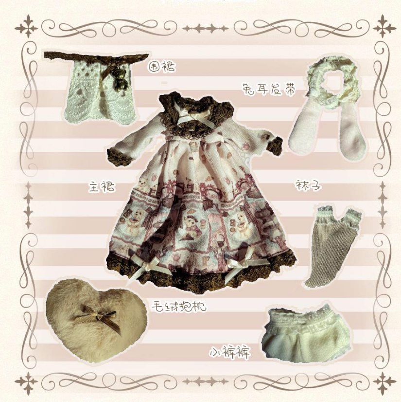 1/8ドール服 大1/12ドール服 ロリータ 6点セット
