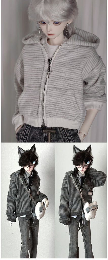 1/4ドール服 1/6ドール服 3色 ストライプジャケット ストライプアウター