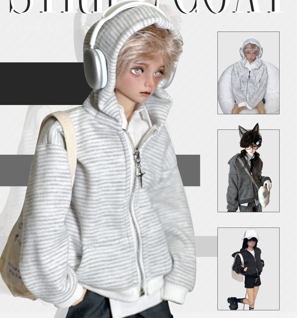 1/4ドール服 1/6ドール服 3色 ストライプジャケット ストライプアウター