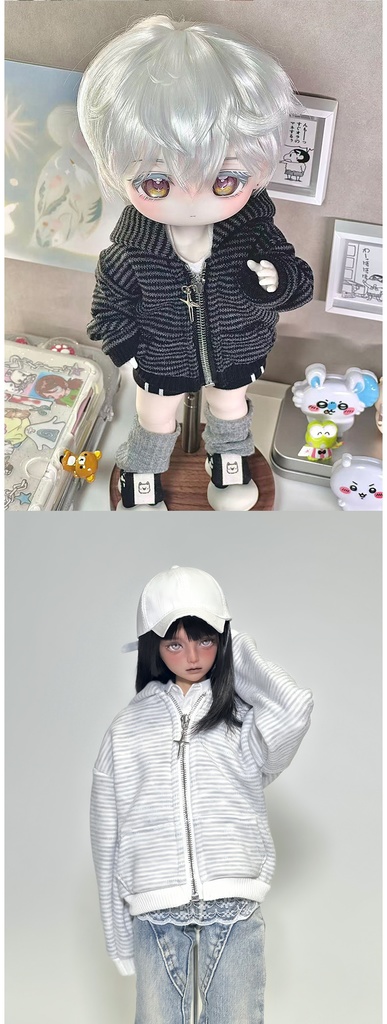 1/4ドール服 1/6ドール服 3色 ストライプジャケット ストライプアウター