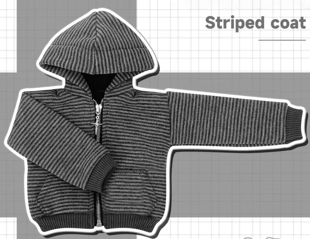 1/4ドール服 1/6ドール服 3色 ストライプジャケット ストライプアウター