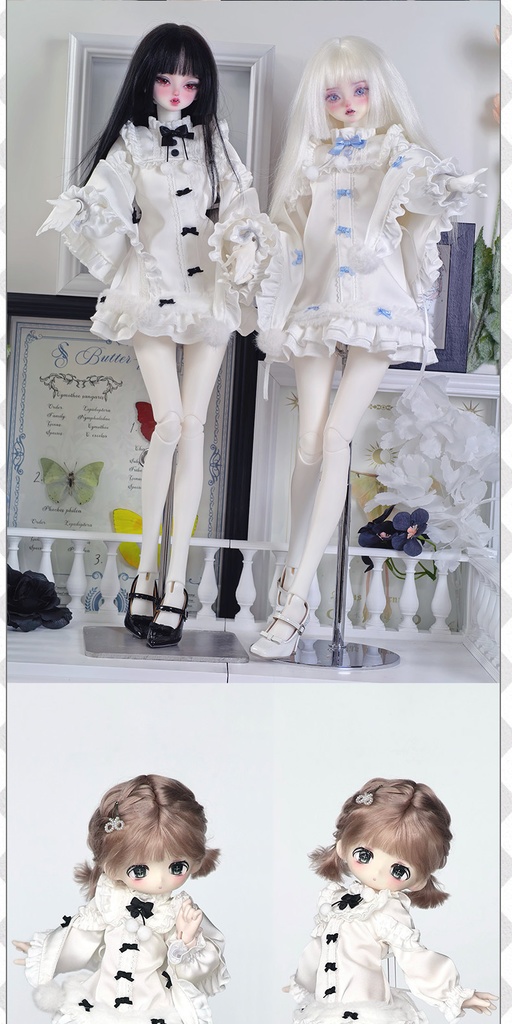 1/4ドール服 1/6ドール服 冬綿日 冬のスリープドレス