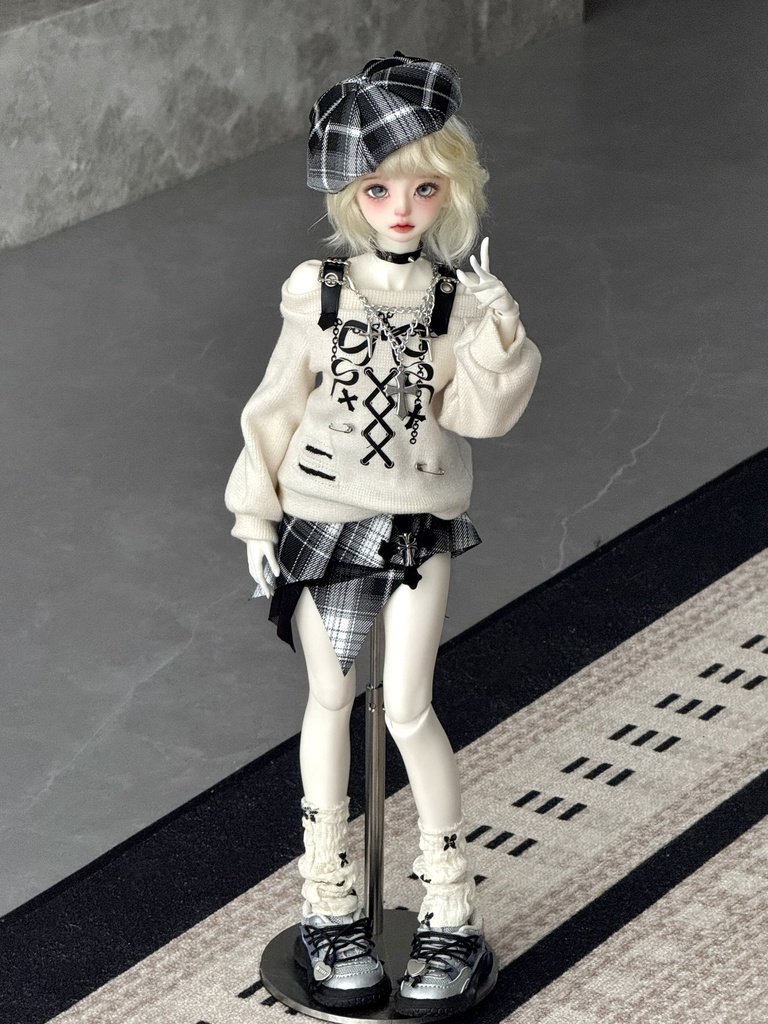 1/4ドール服　地雷系　クロスニットコーデ　ゴシック