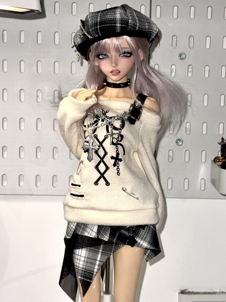 1/4ドール服 地雷系 クロスニットコーデ ゴシック
