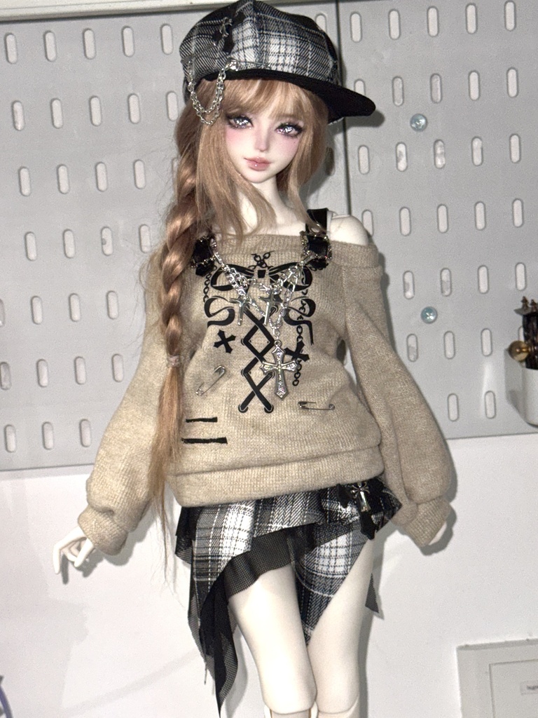 1/4ドール服 地雷系 クロスニットコーデ ゴシック