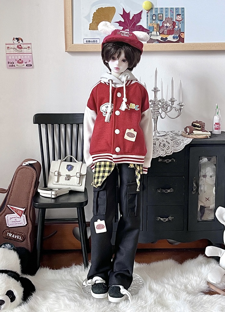 1/4ドール服 レトロカレッジスタイル ストリートセット