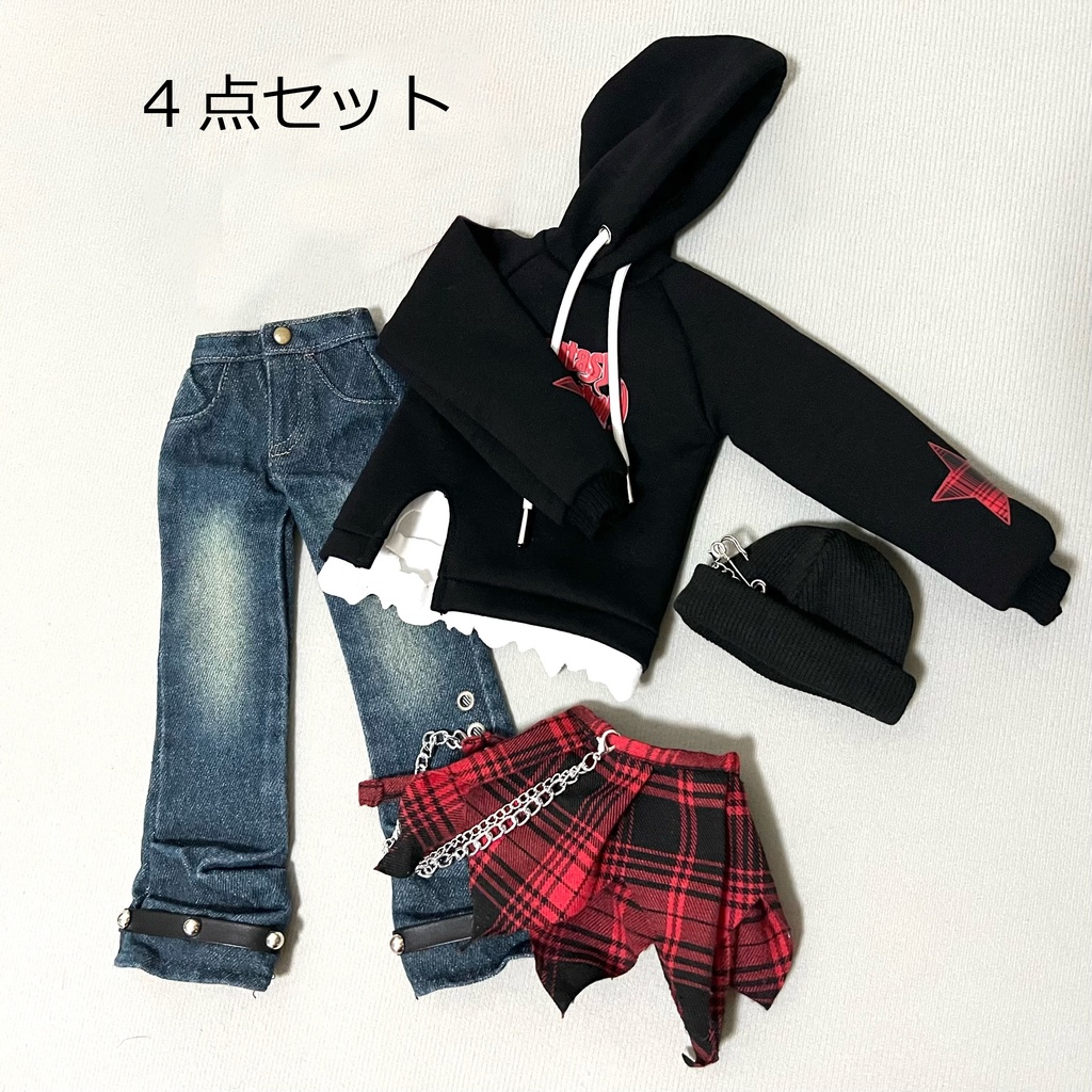 1/4ドール服 ロックコーデ