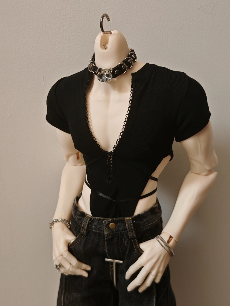 【ID75】 ボディスーツ レオタード 黒 白