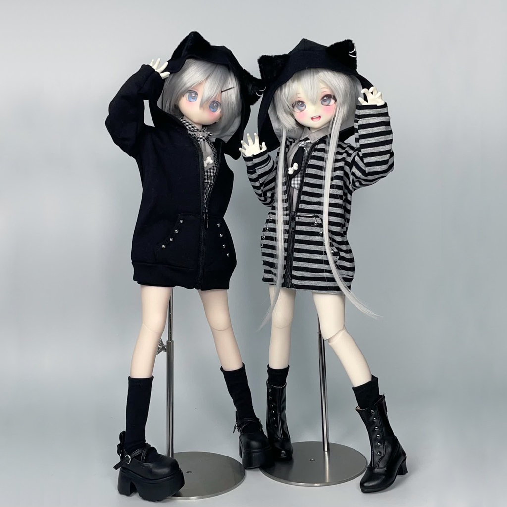 1/4ドール服　猫耳パーカーコーデセット　MDD　MSD
