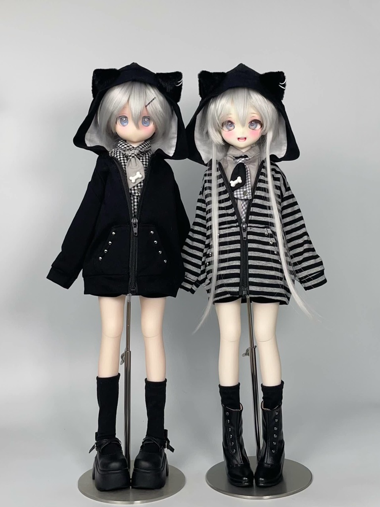 1/4ドール服 猫耳パーカーコーデセット MDD MSD