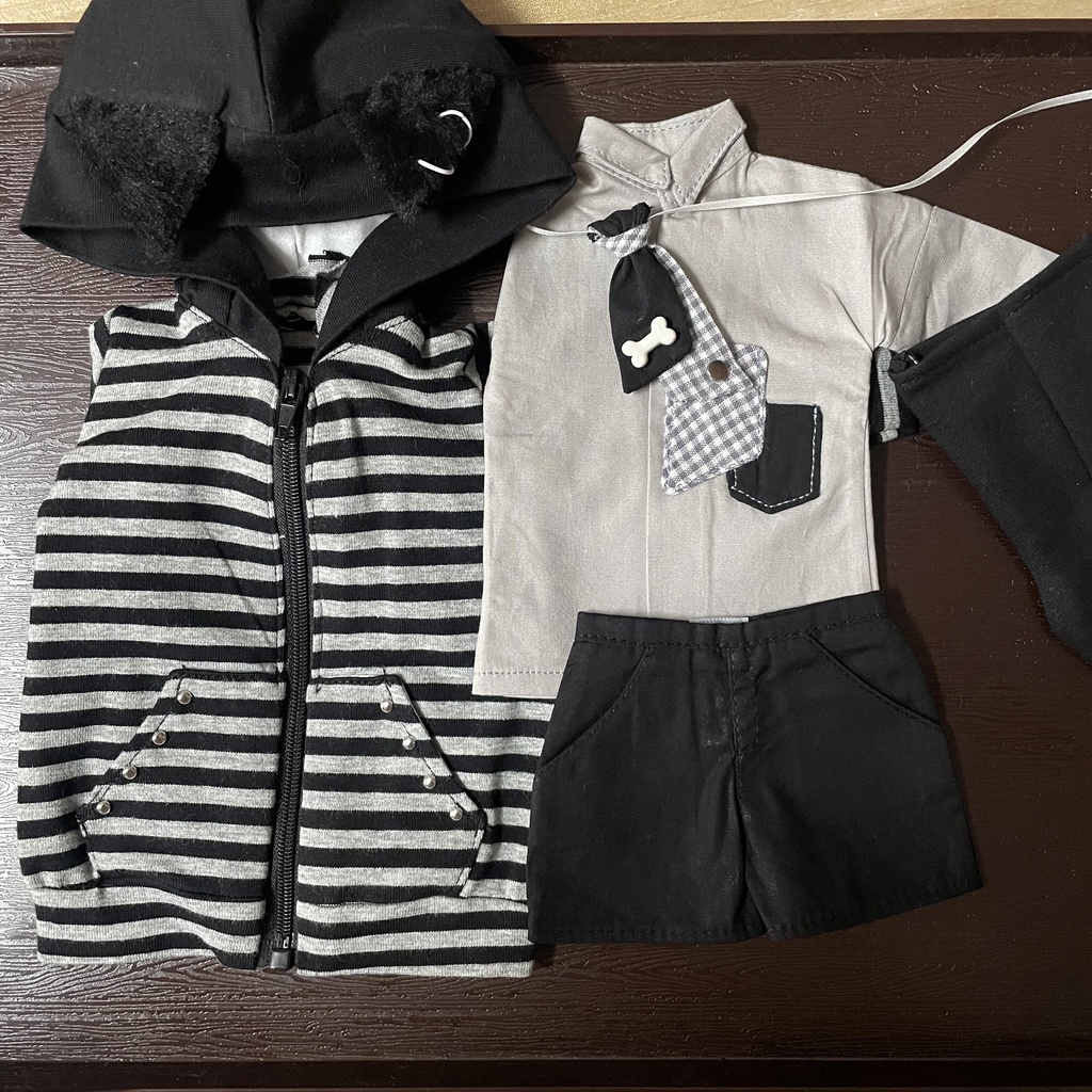 1/4ドール服 猫耳パーカーコーデセット MDD MSD