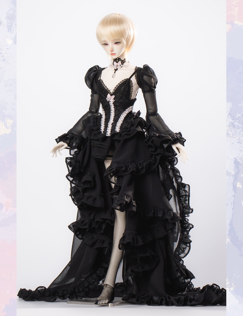 1/4ドール服 シフォンレース 姫袖ドール服 6点セット