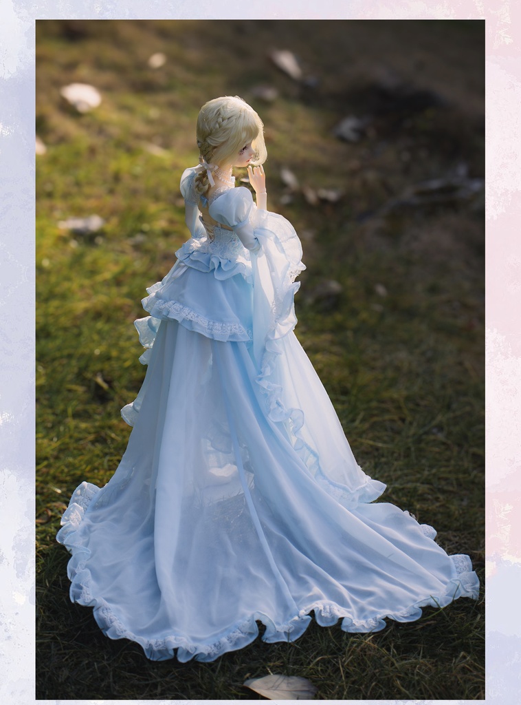 1/4ドール服 シフォンレース 姫袖ドール服 6点セット