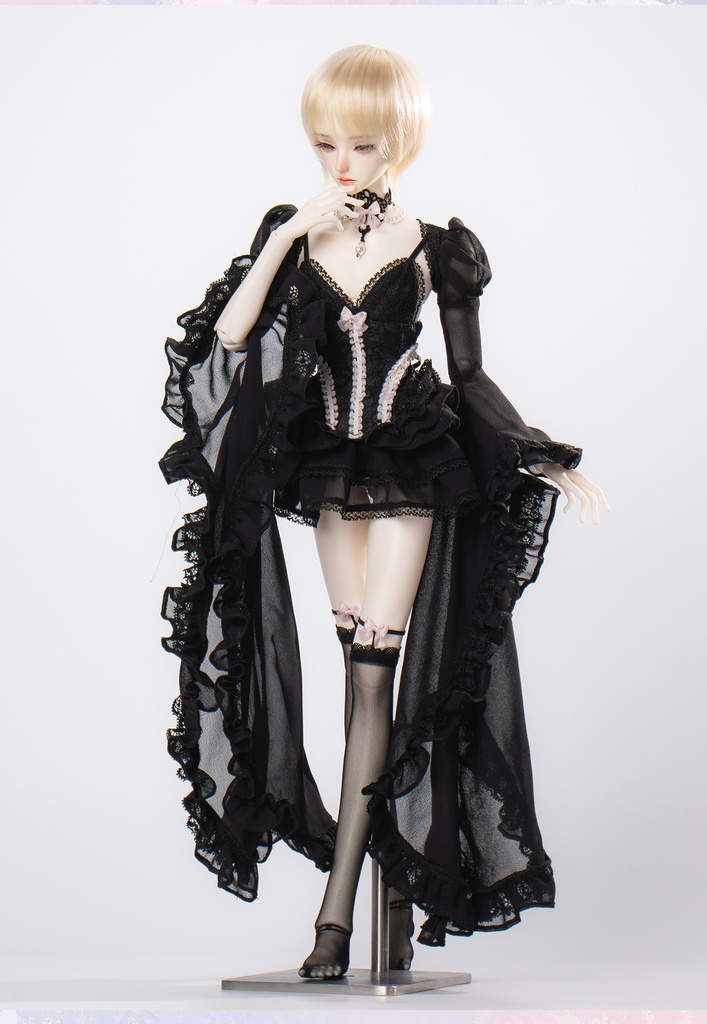 1/4ドール服 シフォンレース 姫袖ドール服 6点セット