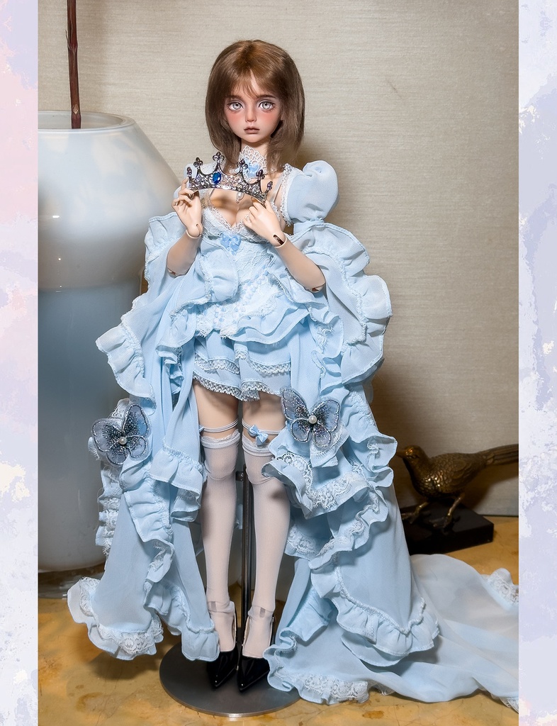 1/4ドール服 シフォンレース 姫袖ドール服 6点セット