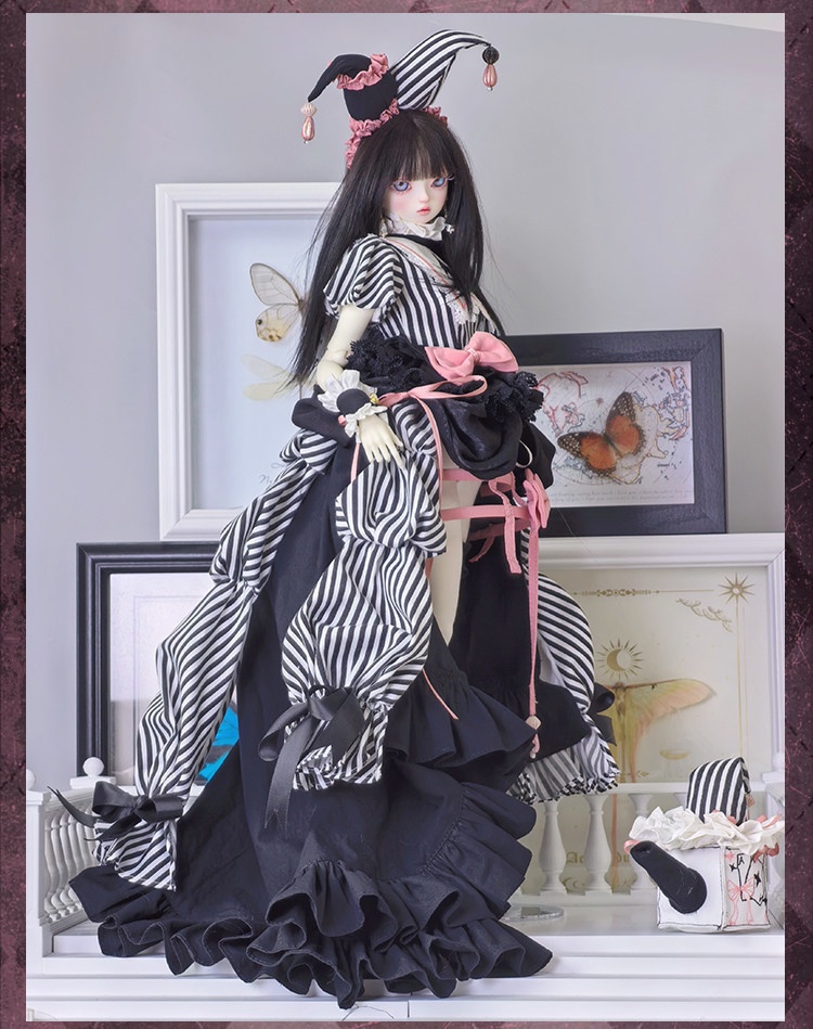 1/4ドール服 ゴシックピエロセット