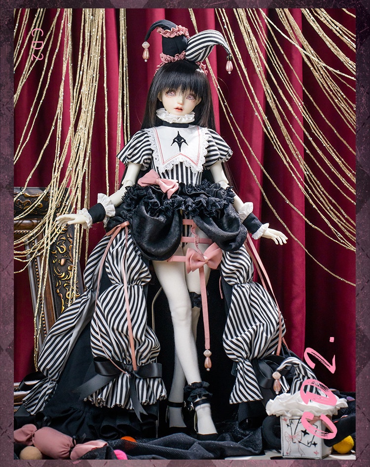 1/4ドール服 ゴシックピエロセット