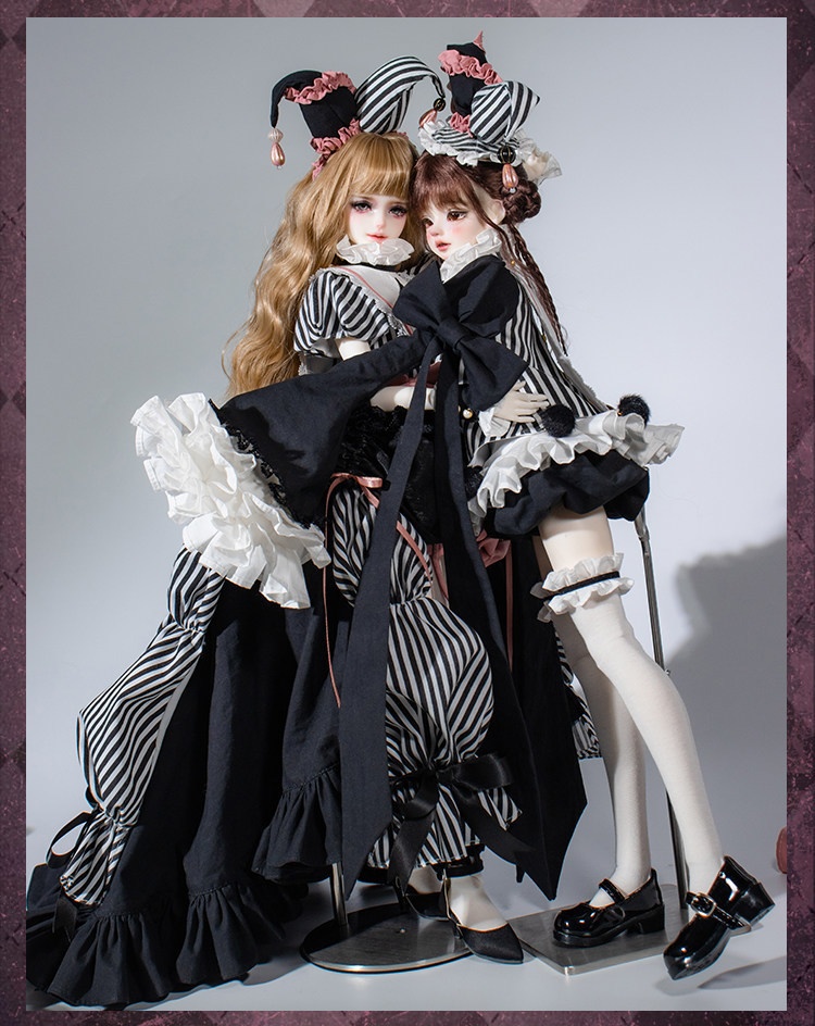 1/4ドール服 ゴシックピエロセット