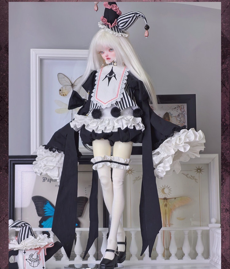 1/4ドール服 ゴシックピエロセット