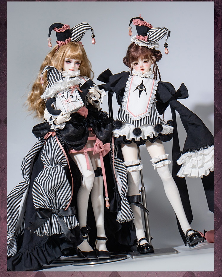 1/4ドール服 ゴシックピエロセット