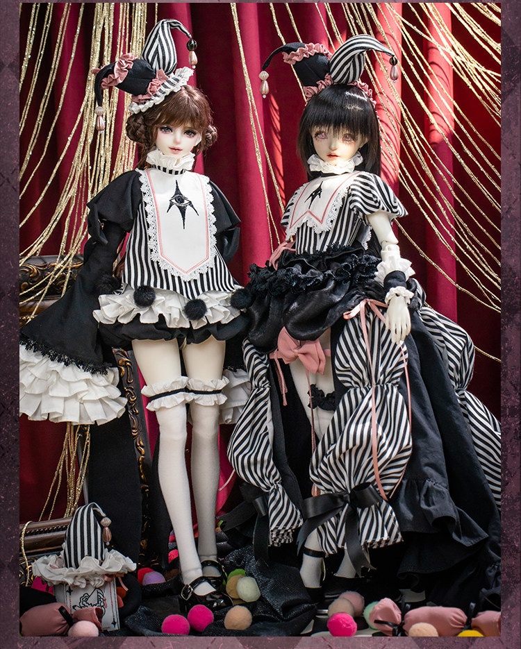 1/4ドール服 ゴシックピエロセット