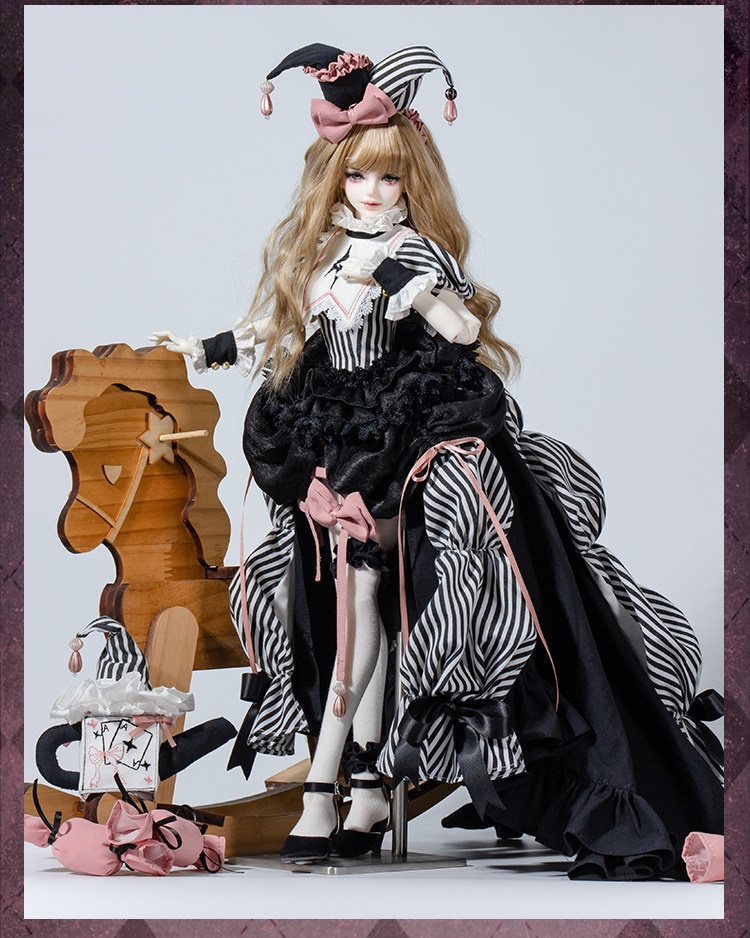 1/4ドール服 ゴシックピエロセット