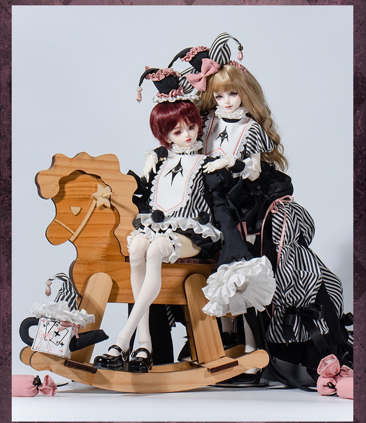 1/4ドール服 ゴシックピエロセット