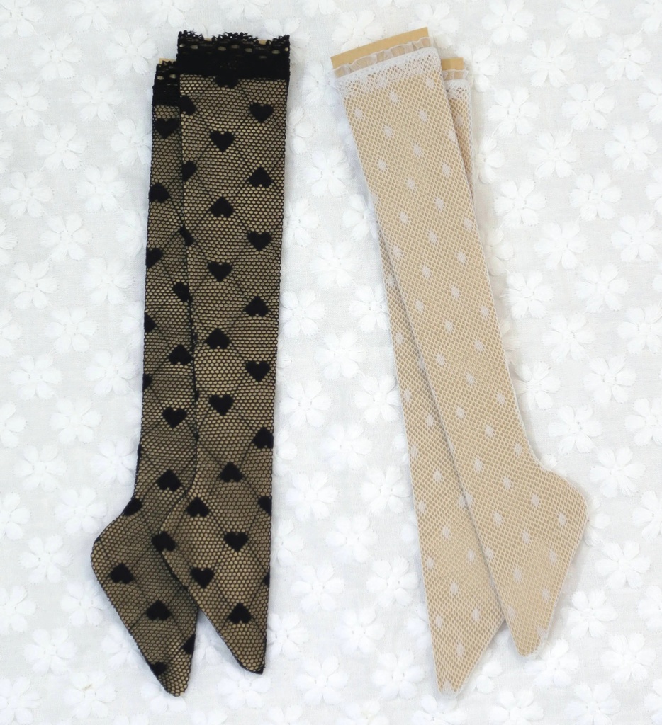 1/4ドール服 オーバーニーソックス ハート柄