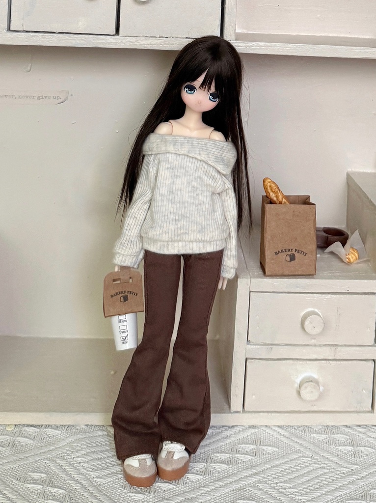 1/6ドール服 オフショルダーニット フレアパンツ ピュアニーモ S~M / オビツ22 / オビツ24