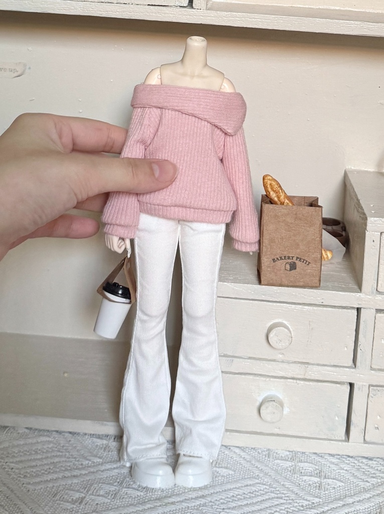 1/6ドール服 オフショルダーニット フレアパンツ ピュアニーモ S~M / オビツ22 / オビツ24