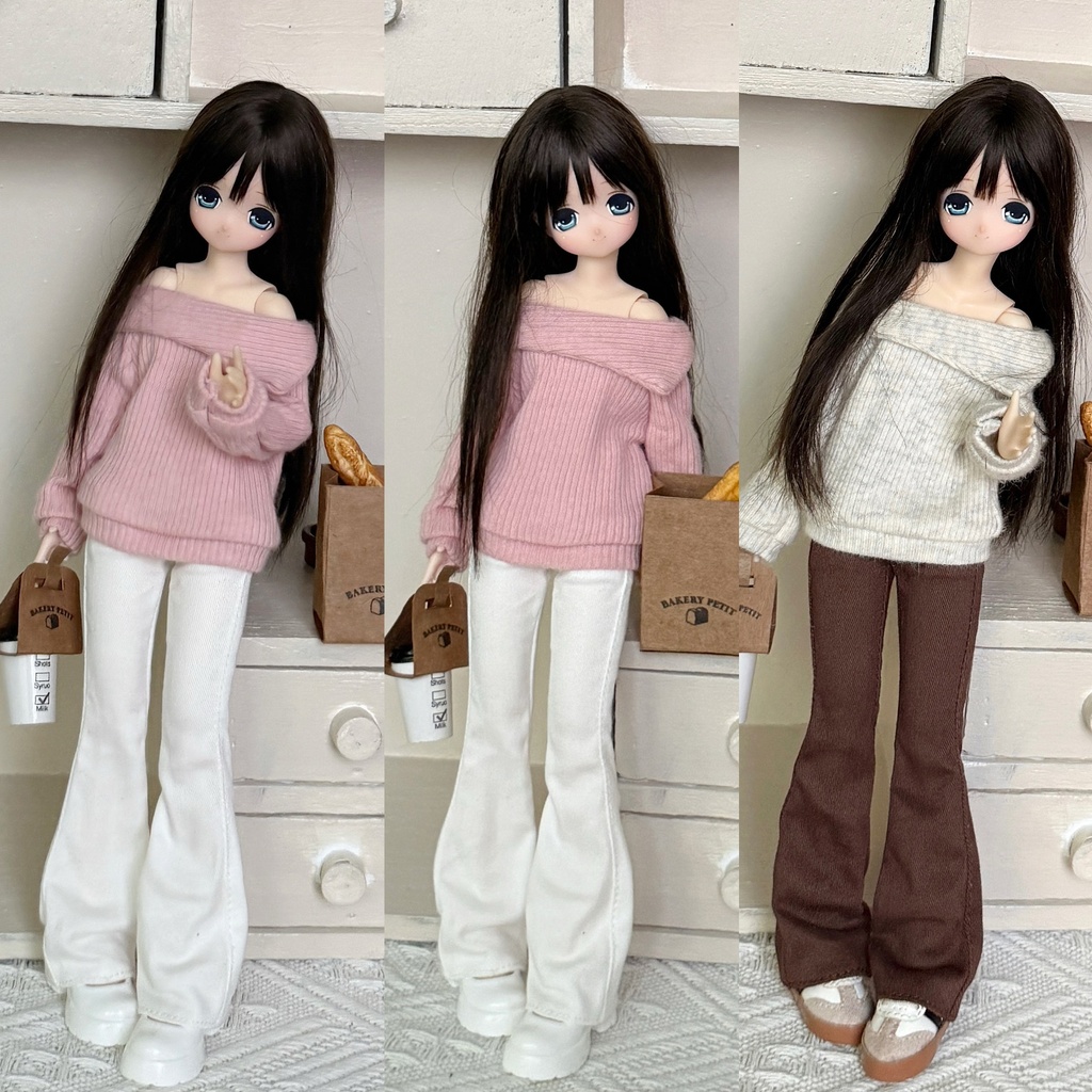 1/6ドール服 オフショルダーニット フレアパンツ ピュアニーモ S~M / オビツ22 / オビツ24