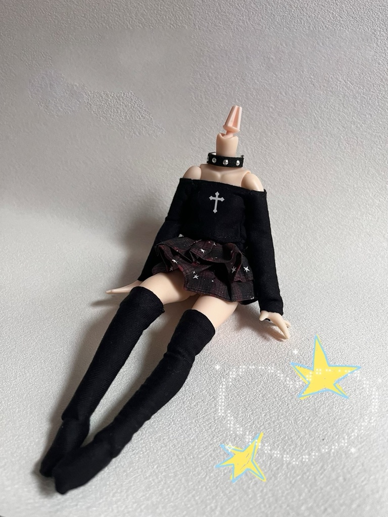 1/6ドール服　ダークチェックゴシック　5点セット　ピュアニーモ S~M