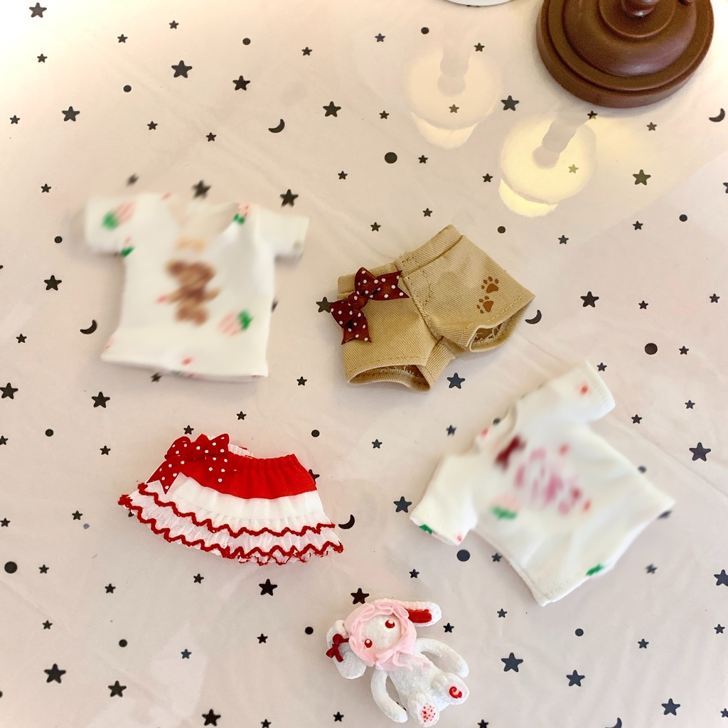 1/6ドール服 猫肉球ショートパンツ 赤フリルミニスカート ピュアニーモ S オビツ24 オビツ22