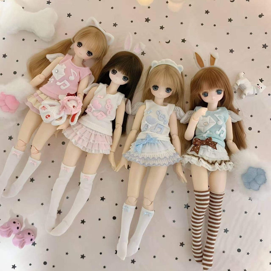 1/6ドール服 ノースリーブトップス ピュアニーモ S オビツ24 オビツ22 天使の羽 音符