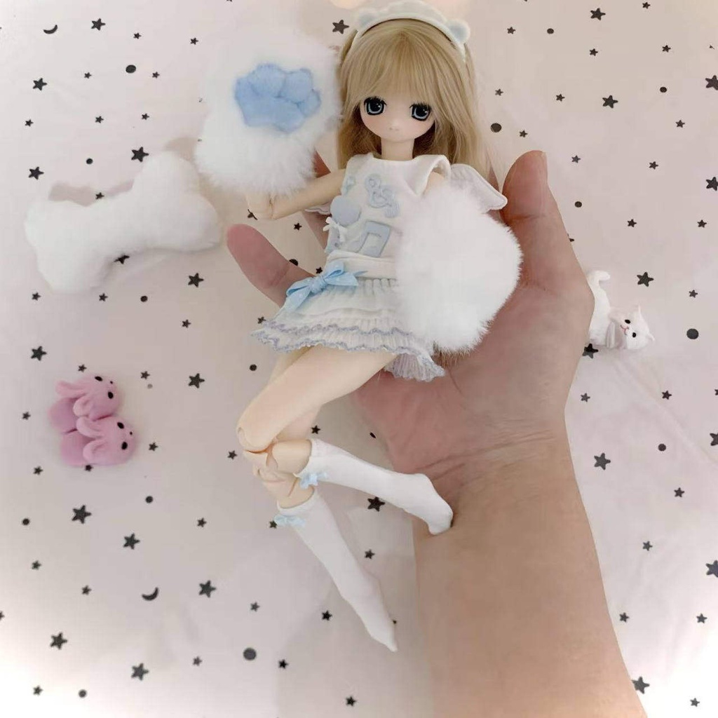 1/6ドール服 ノースリーブトップス ピュアニーモ S オビツ24 オビツ22 天使の羽 音符