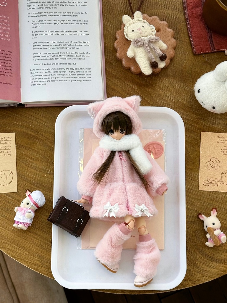 1/6ドール服 猫耳もこもこコートセット 4点セット ピュアニーモ S ピュアニーモ M オビツ24 オビツ22 天使の羽 音符