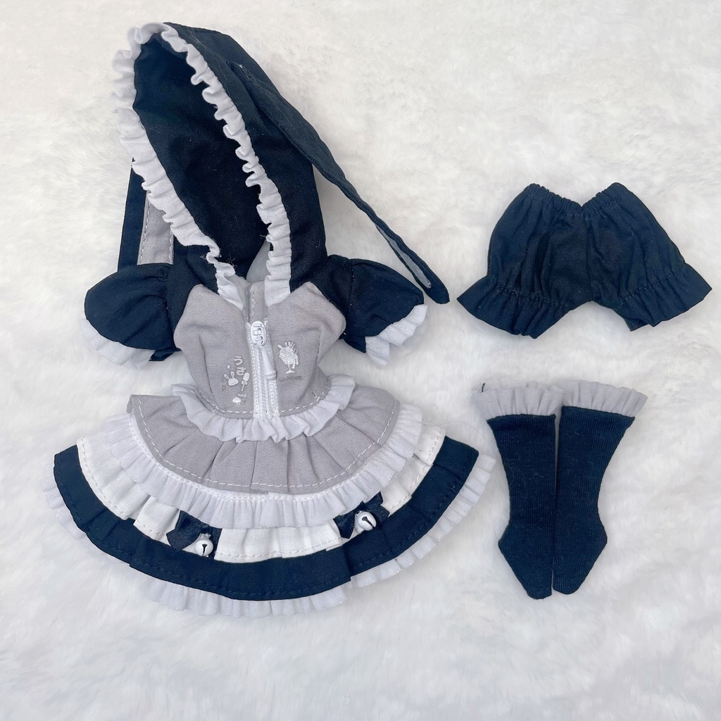 1/6ドール服 うさみみワンピース 3点セット ピュアニーモ S ピュアニーモ M オビツ24 オビツ22