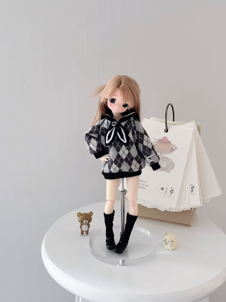 1/6ドール服 アーガイルニットコーデ 3点セット ピュアニーモ S ピュアニーモ M オビツ24 オビツ22