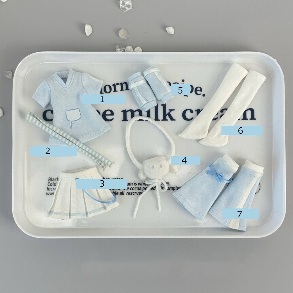ピュアニーモ S　1/6ドール服　ミルキーブルーコーデ　7点セット　　