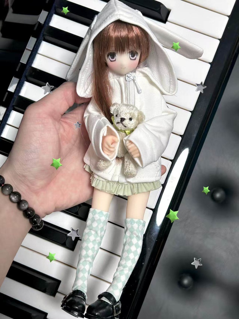 1/6ドール服 うさ耳アウター 猫耳アウター 3点セット ピュアニーモ S ピュアニーモ M オビツ24 オビツ22