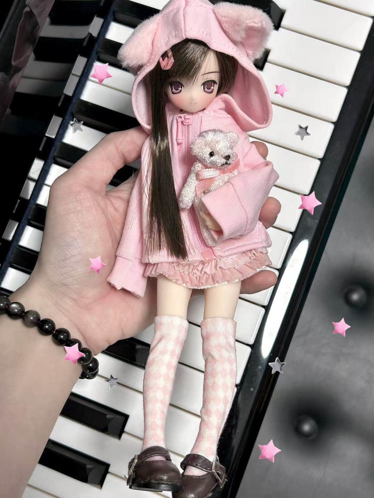 1/6ドール服 うさ耳アウター 猫耳アウター 3点セット ピュアニーモ S ピュアニーモ M オビツ24 オビツ22