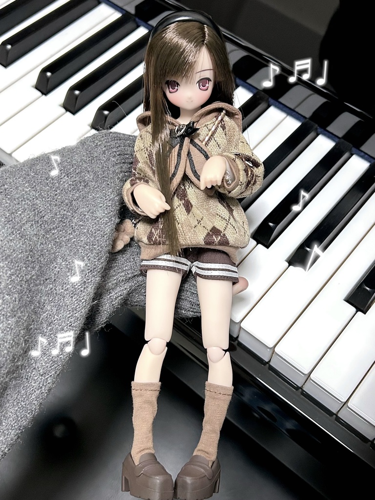 1/6ドール服 アーガイルニットコーデ 4点セット ピュアニーモ S ピュアニーモ M オビツ24 オビツ22