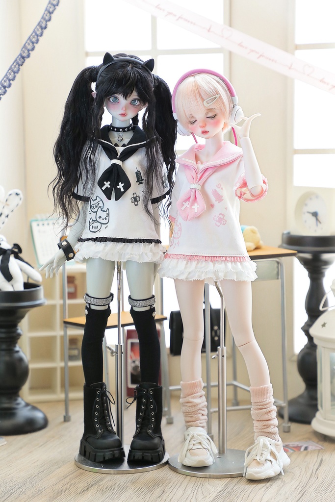1/4ドール服 1/6ドール服 くもねこセーラー服 4点セット