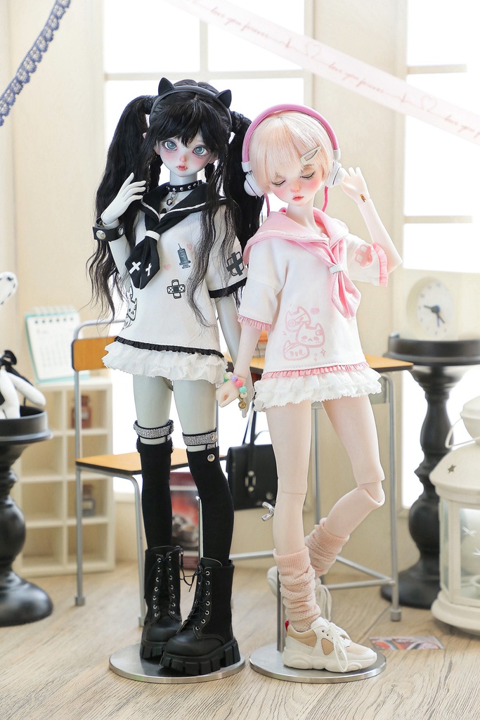 1/4ドール服 1/6ドール服 くもねこセーラー服 4点セット