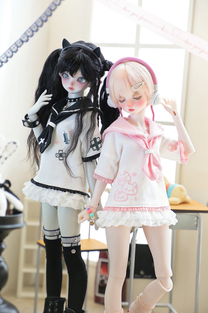 1/4ドール服 1/6ドール服 くもねこセーラー服 4点セット