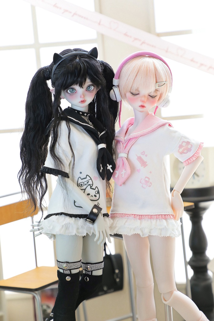 1/4ドール服 1/6ドール服 くもねこセーラー服 4点セット