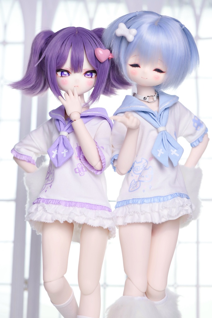 1/4ドール服　1/6ドール服　くもねこセーラー服　4点セット　