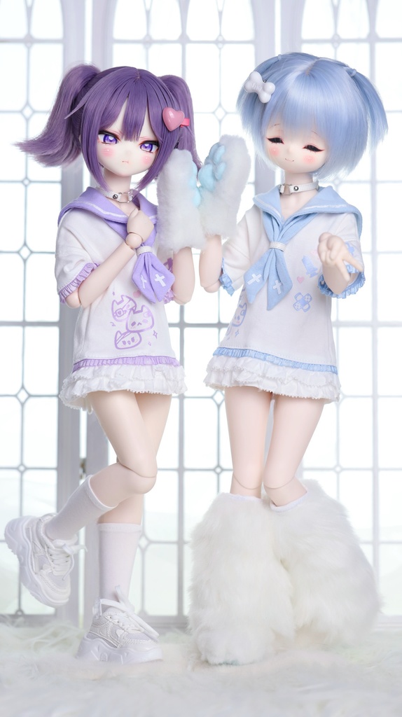 1/4ドール服 1/6ドール服 くもねこセーラー服 4点セット