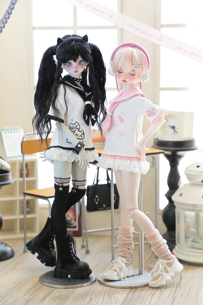 1/4ドール服 1/6ドール服 くもねこセーラー服 4点セット