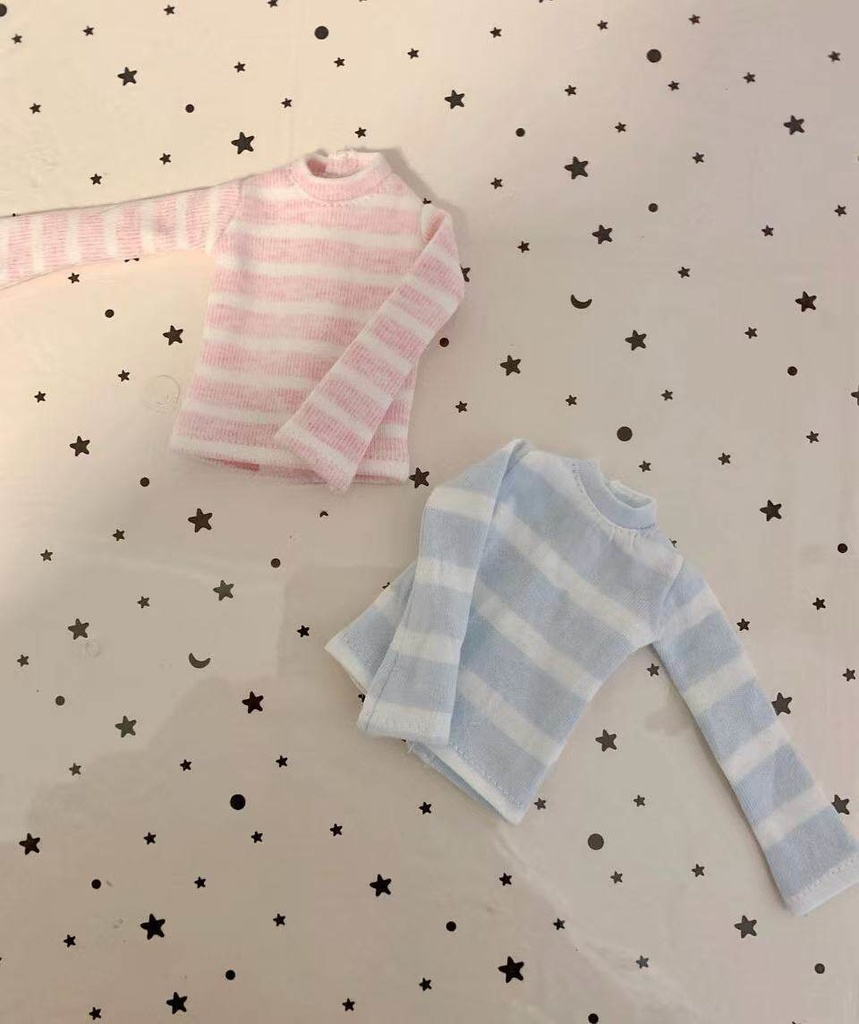 1/6ドール服 ねこ柄ボーダートップス ピュアニーモ S ピュアニーモ M オビツ24 オビツ22